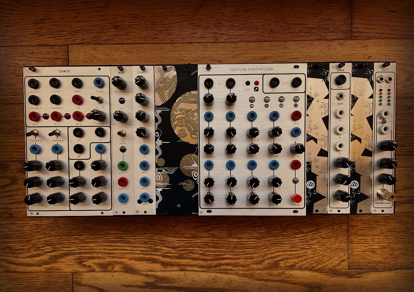 Someone on this globe will be very happy.
CHAOS synth/ Texture synth/ RSG / CHAOS / SMIX / OUT / Blank panels /// there is still one Texture and Chaos synth available at caosmodular.com in the UK