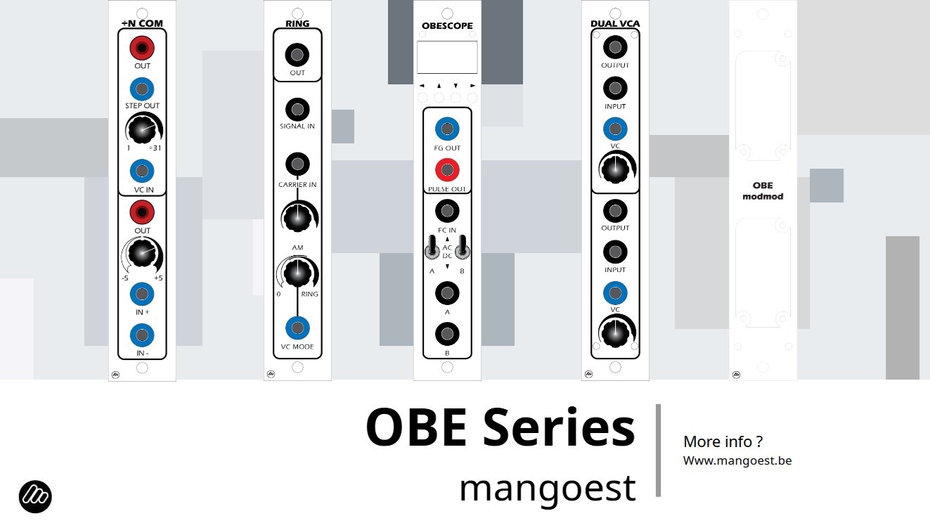 Upgrade Your STS Serge: The Obelisk Evolution
Is your Obelisk gathering dust? It’s time to transform that static space into a functional powerhouse. We are proud to introduce a specialized replacement series designed specifically for STS Serge systems.
This isn't just a faceplate swap—it’s a complete hardware upgrade. Each unit comes as a full kit, including your chosen module and the proprietary OBEpower board. Engineered for stability and low noise, the OBEpower board includes 3 dedicated power cables to ensure your new module integrates flawlessly with your Serge power distribution.
Custom-Tailor Your System
Why settle for a placeholder when you can add a new dimension to your patches? Choose from our curated selection of high-performance modules:
NCOM: A versatile comparator and logic tool, essential for Serge-style generative patches and complex clocking.
2VCA: A dual Voltage Controlled Amplifier providing clean, precise gain control and classic Serge response.
RING: A premium Ring Modulator for metallic timbres, frequency shifting, and rich harmonic exploration.
SCOPE: High-visibility signal analysis derived from the acclaimed design by MANGOEST. Perfect for monitoring complex waveforms and CV movement in real-time and much more.
ModMod Panel: Turn your Obelisk slot into a modular playground. This panel is specifically designed to host 0HP modules by MANGOEST, allowing you to hot-swap tiny passive utilities whenever your patch demands it.
Bespoke Solutions
Need something specific? We offer many more modules on request. If you have a particular Serge function or custom utility in mind to fill your Obelisk slot, just reach out—we’re here to help you build your dream system.
The Full Package:
1x Replacement Module of your choice
1x OBEpower Board (Integrated Power Solution)
3x High-quality Power Cables
Stop wasting space and start expanding your sonic palette. Upgrade your STS Serge today.
More modules will come out and if you can't find what you want shoot us a message.
